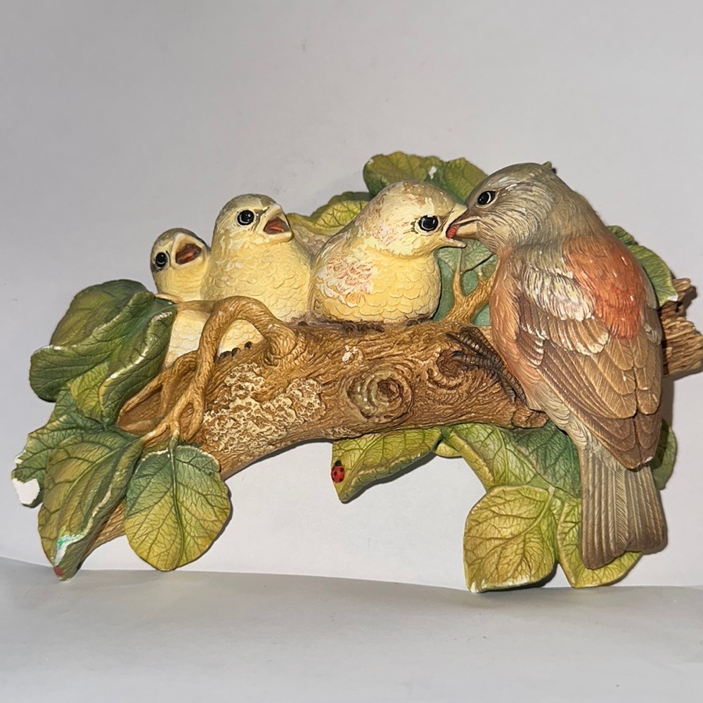 Bossons Chalkware Chaffinches Wall Hanging Art 8" Vintage 1971